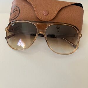 Ray-Ban Gold Frame Sunglasses with Brown Gradient Lenses